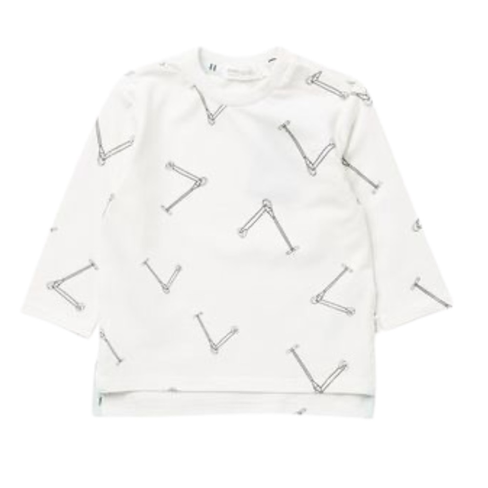 Miles Baby Boys white long sleeve shirt with black scooters size 2 like new